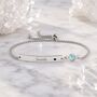 Personalised Curve Bar Birthstone Bracelet Engrave Name Symbols, thumbnail 5 of 12