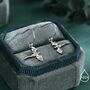 Flying Dragon Drop Hook Earrings In Sterling Silver, thumbnail 6 of 10