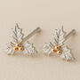 Sterling Silver December Birth Flower Holly Stud Earrings, thumbnail 1 of 6