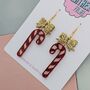 Candy Cane Glitter Resin Christmas Earrings Red And White, Pink And Blue, thumbnail 3 of 8
