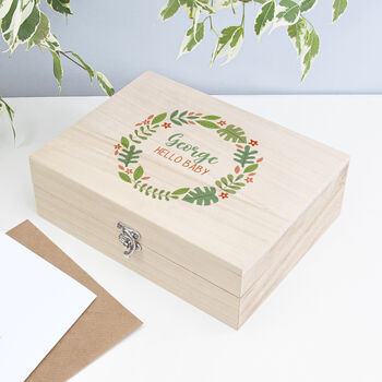 Personalised Hello Baby Wreath Keepsake Box, 4 of 12