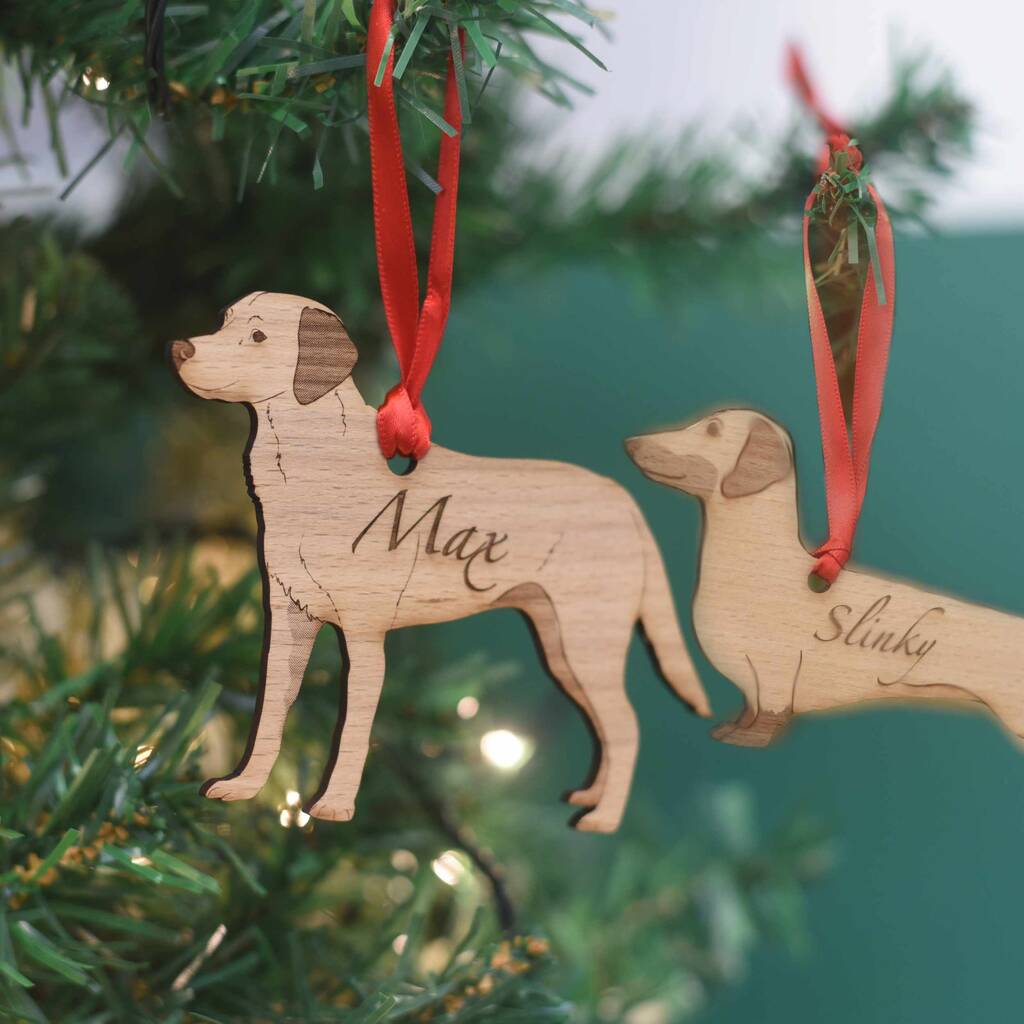 Traditional Wooden Dog Christmas Decoration, 1 of 12