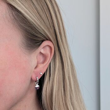 The Orb Amethyst February Birthstone Earrings, Silver, 2 of 5