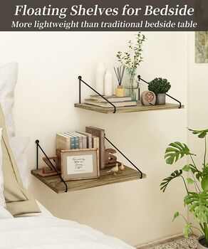Set Of Two Brown Wide Wall Mounted Shelves, 4 of 9