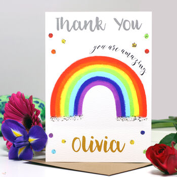 Personalised Rainbow Thank You Card, 3 of 5