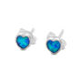 Blue Opal Heart Stud Earrings, thumbnail 3 of 4