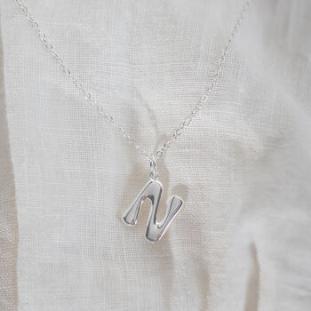 Sterling Silver Chunky Bubble Initial Letter Necklace, 4 of 10