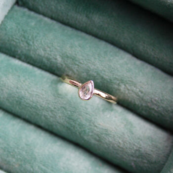 Pear Cut White Sapphire Ring In 9ct Yellow Gold, 2 of 2