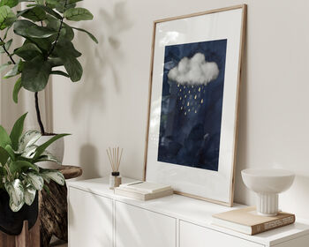 Set Of Three Clouds With Gold Elements Wall Prints, 7 of 9