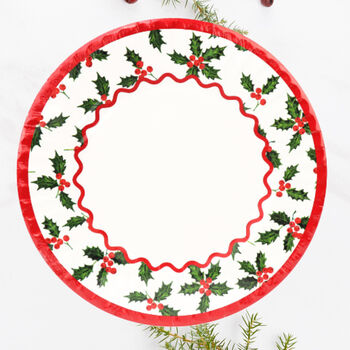 Holly Large Dinner Paper Plate Set 10 Eco Friendly Christmas Party, 2 of 4