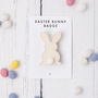Wooden Bunny Easter Badge With Pom Pom Tail, thumbnail 1 of 3