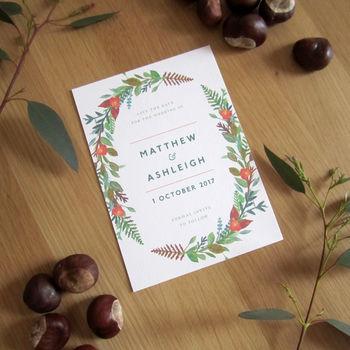 Autumn Wreath Save The Date Card, 2 of 3