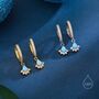 Sterling Silver Opal And Cz Crown Huggie Hoops, thumbnail 1 of 12