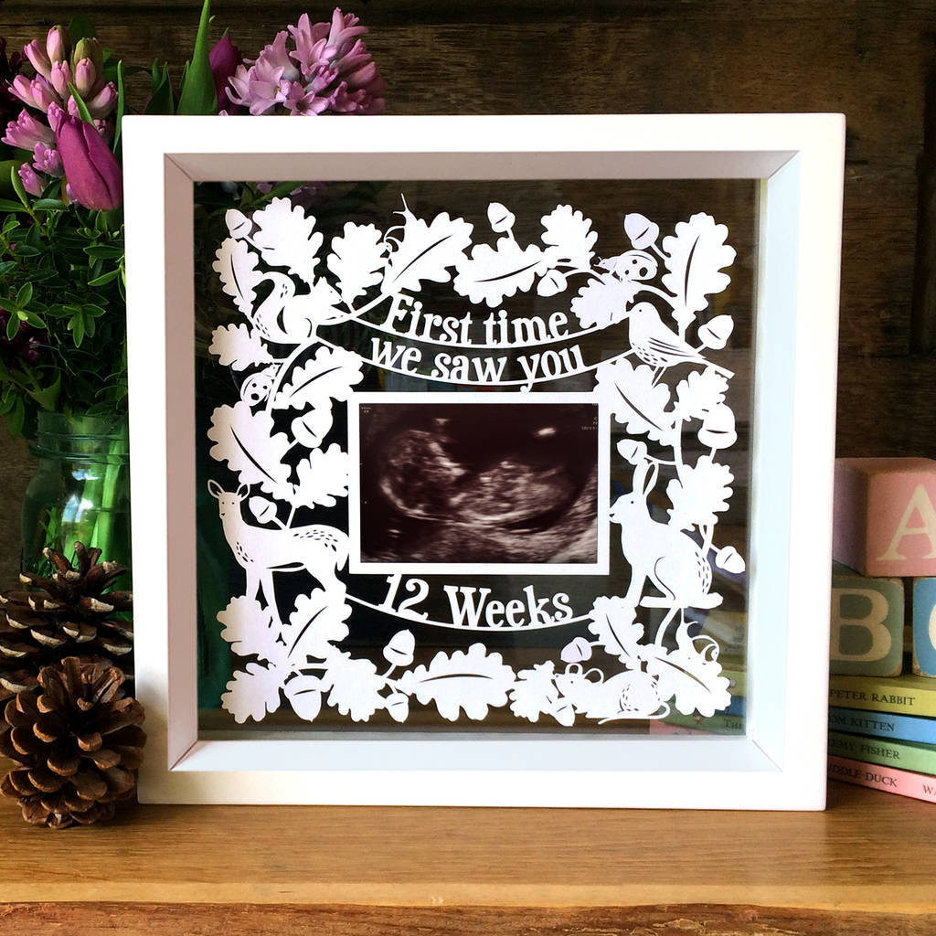 Woodland Baby Ultrasound Scan Photo Papercut Frame