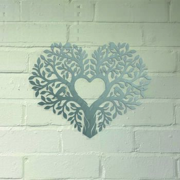 Heart In Oak Tree With Robins Steel Garden Sculpture, 2 of 2
