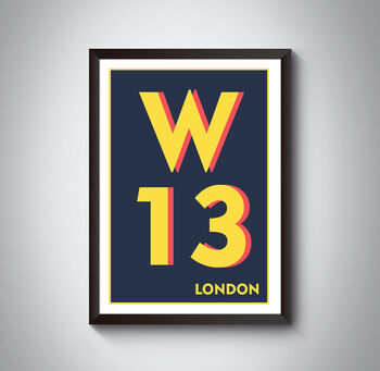W13 Ealing London Postcode Typography Print, 7 of 10