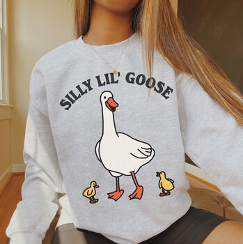'Silly Lil Goose' Cute Cottagecore Sweatshirt, 3 of 5