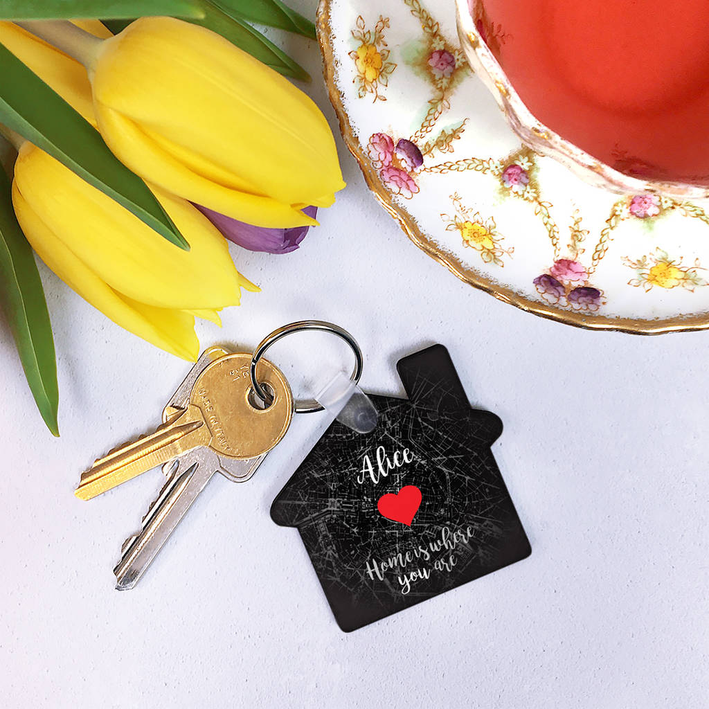 Image of Personalised 'Home Is Where You Are' Couple Keyring