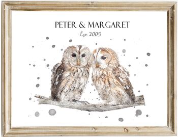 Personalised Owls On A Branch Print, 4 of 5