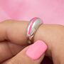 Neon Pink Candy Stripe Dome Ring, thumbnail 1 of 6