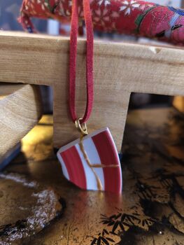 Red Striped Kintsugi Necklace, 2 of 3