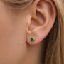 Gold Plated Sterling Silver May Emerald Birthstone Stud Earrings, thumbnail 2 of 6