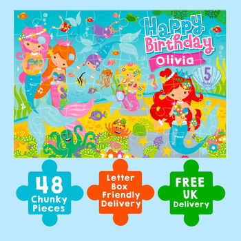 Personalised Mermaids Birthday Jigsaw Puzzle, 6 of 10