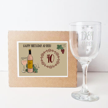 Personalised 40th Birthday Engraved Wine Glass Gift, 9 of 9