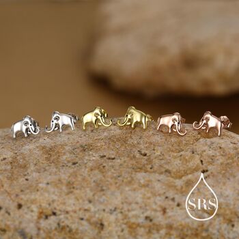Mammoth Elephant Stud Earrings In Sterling Silver, 6 of 12