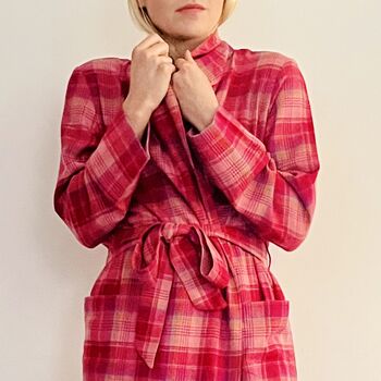 Brushed Cotton Dressing Gown In Sunset Plaid, 2 of 7