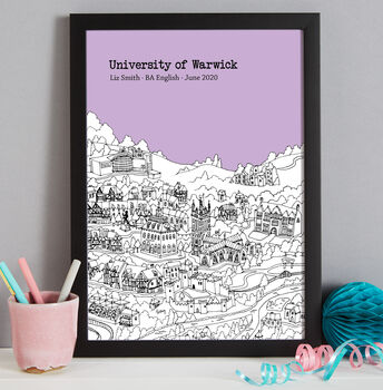 Personalised Warwick Graduation Gift Print, 9 of 9