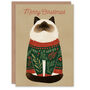 Cute Ragdoll Cat Pet In Festive Sweater Christmas Card, thumbnail 1 of 4