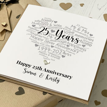 Personalised 25th Silver Wedding Anniversary Card, 3 of 4