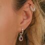 January Birthstone Garnet Sterling Silver Huggie Hoop Earrings, thumbnail 1 of 12