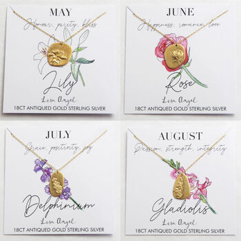 Personalised Gold Sterling Silver Birth Flower Necklace, 8 of 11