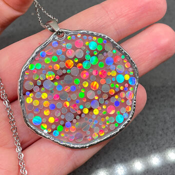 Large Disco Necklace With Holographic Silver Sparkles, 2 of 12