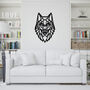 Wooden Animal Wall Art Geometric Wolf Gift For Home Or Study, thumbnail 1 of 9
