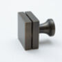 Antique Brass Square Knob With A Cut At Centre, thumbnail 2 of 2