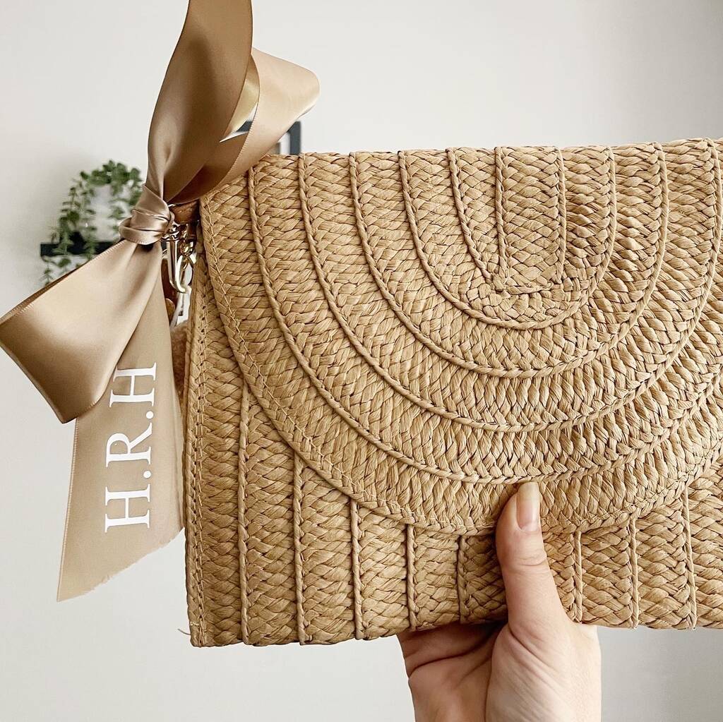 Personalised Straw Clutch Bag