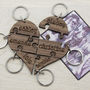Bridesmaid Heart Jigsaw Wooden Keyring Set, thumbnail 3 of 4