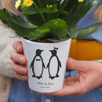 Personalised Penguins Plant Pot, 3 of 3
