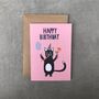 Happy Birthday Cat Card Pink, thumbnail 1 of 4