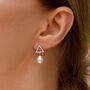 Pearl And Crystal Sterling Silver Triangle Earrings, thumbnail 4 of 7