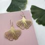 Gingko Leaf Plant Hoop Earrings Gold And Silver Plated, thumbnail 1 of 6