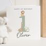 Green Safari 1st Birthday Card For Son, thumbnail 1 of 7