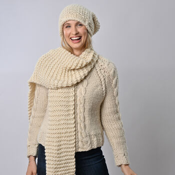 Sunday Scarf And Beanie Hat Easy Knitting Kit, 2 of 10