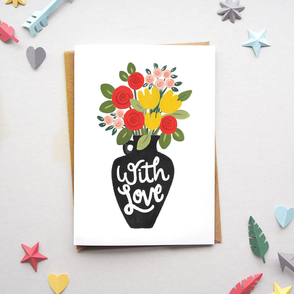 Flower Vase 'With Love' Card