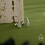 Little Fern Leaf Screw Back Earrings In Sterling Silver, thumbnail 2 of 11