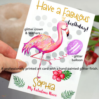 Personalised Flamingo 'Fabulous' 40th Birthday Card, 3 of 6