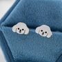 Poodle Puppy Stud Earrings In Sterling Silver, thumbnail 7 of 10
